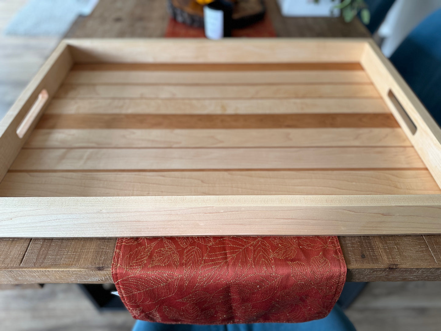 Serving tray maple cherry custom handmade handcrafted top view