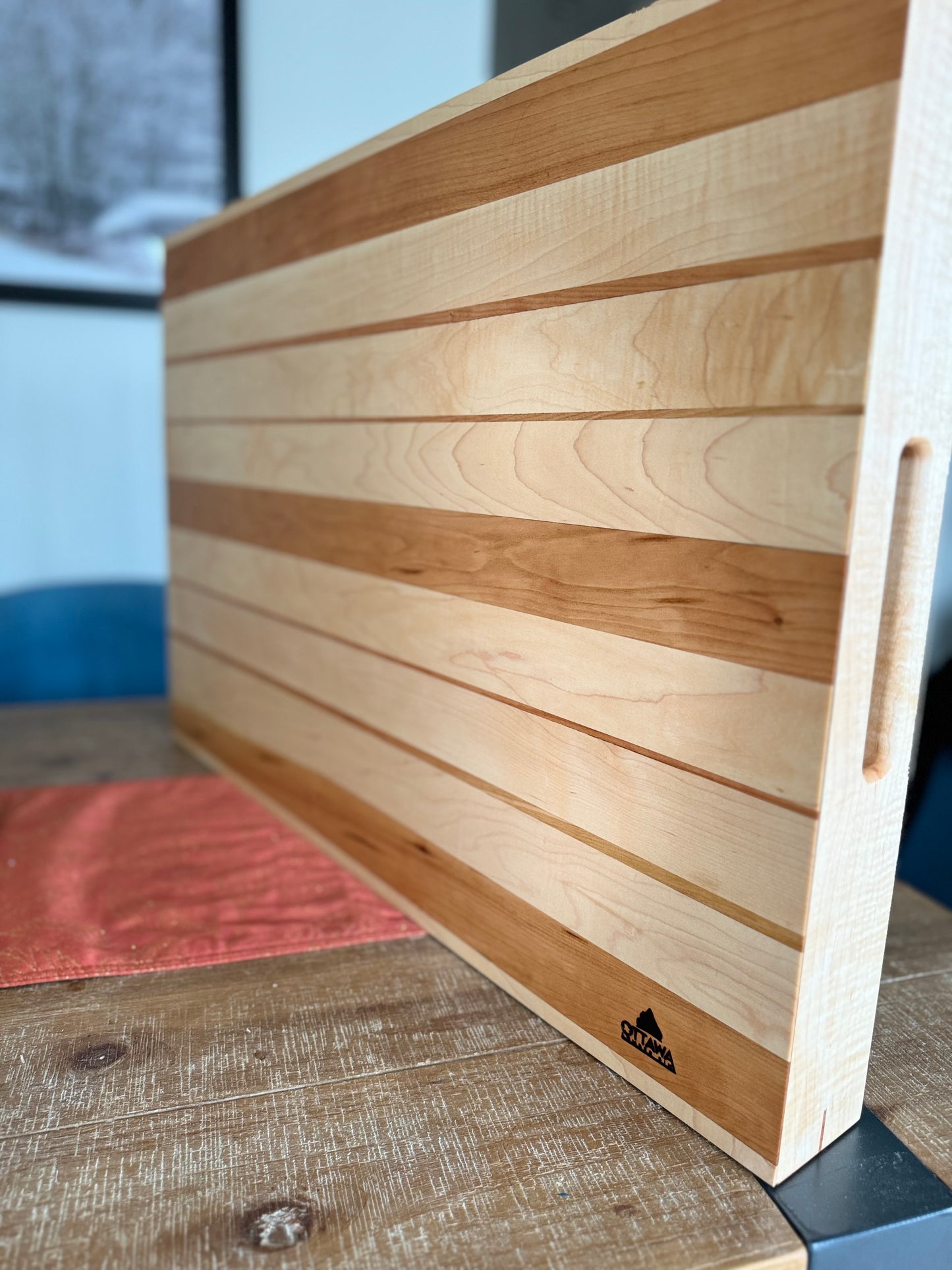 Serving tray maple cherry custom handmade handcrafted bottom view