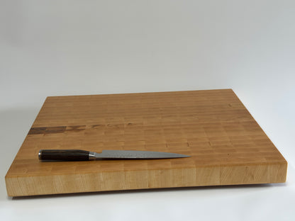 Side profile of 2-inch thick maple end grain butcher block — custom cutting board Ottawa