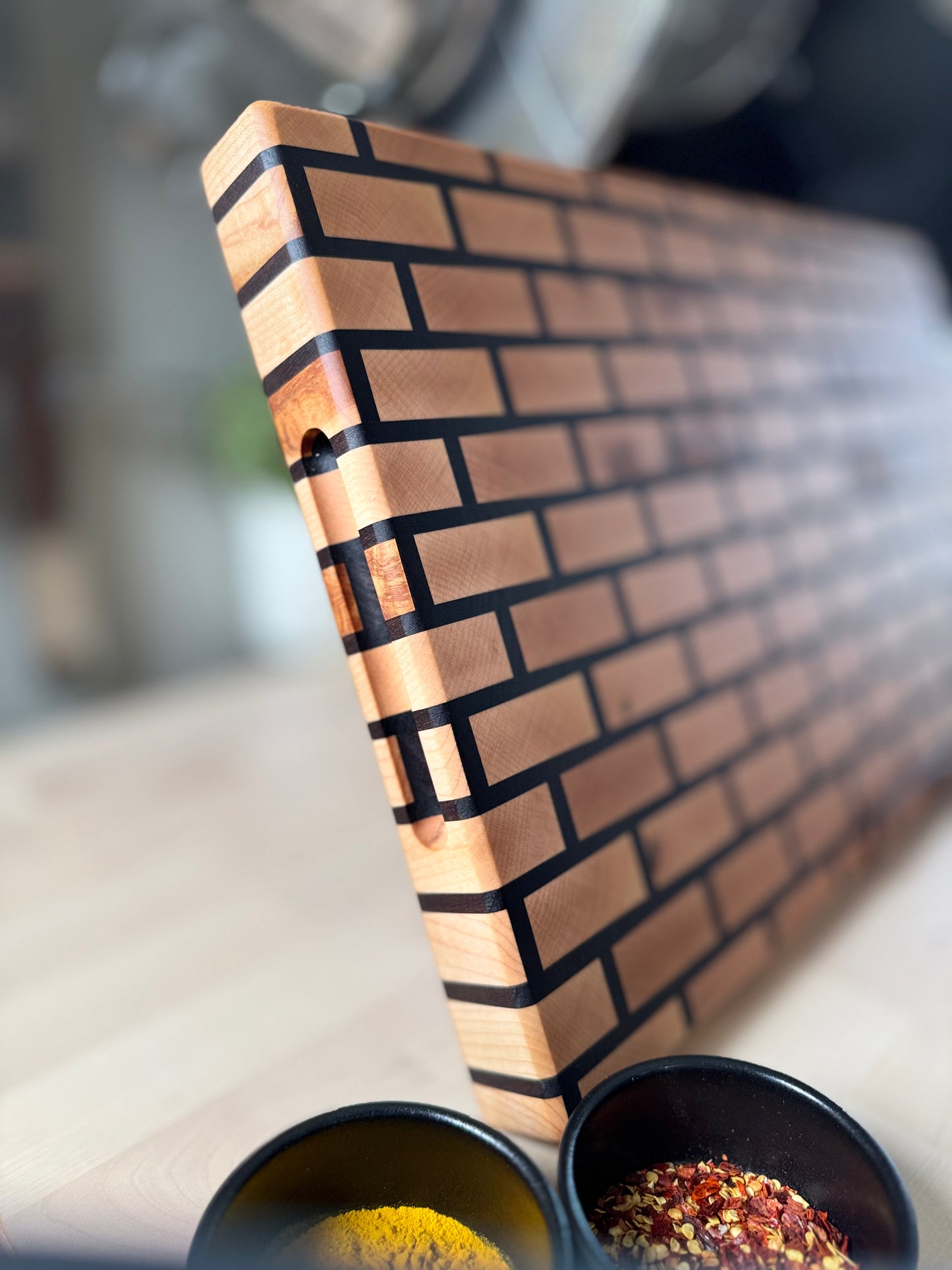 "KILARNEY" WHITE OAK+CHERRY END GRAIN CUTTING BOARD