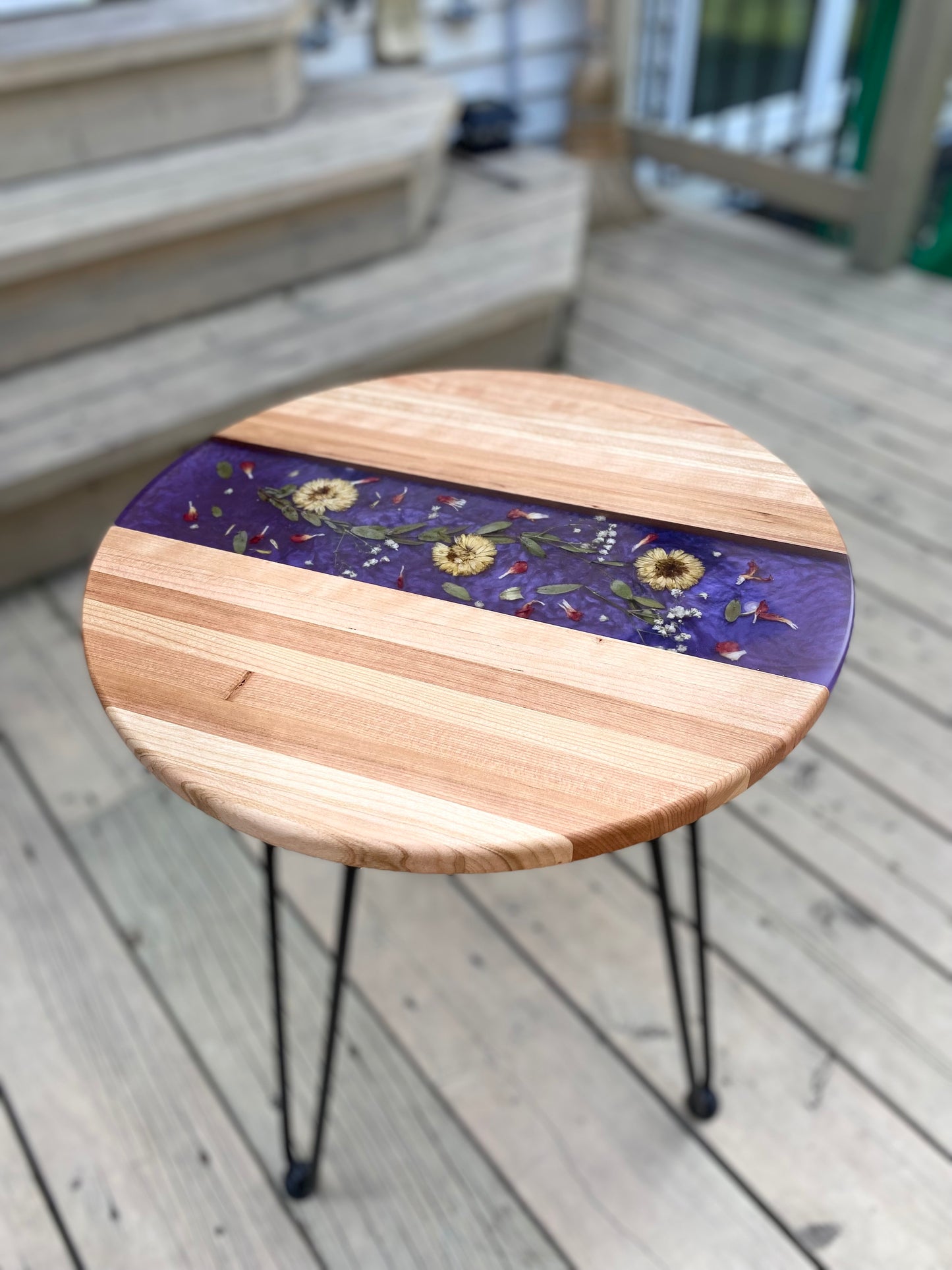 CHERRY+EPOXY END TABLE