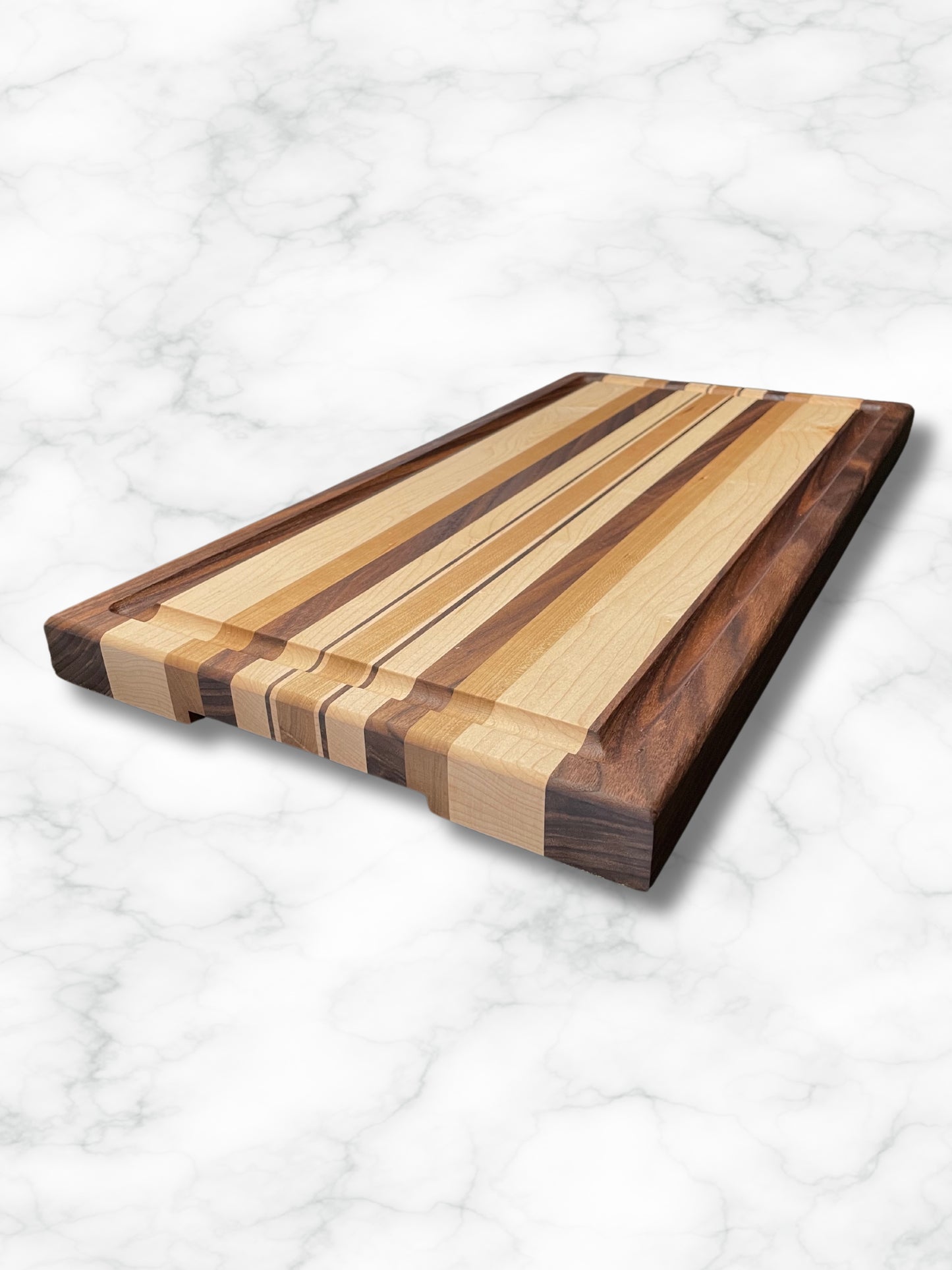 custom handmade long edge grain cutting board wood walnut maple cherry, side view