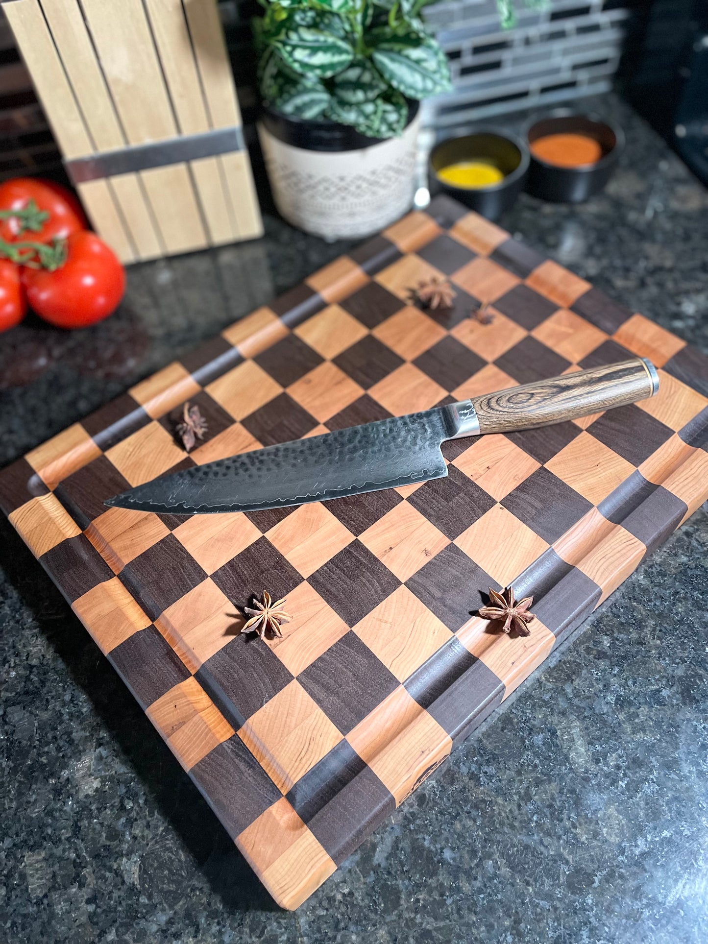 "CLIFFORD" CHERRY+WALNUT END GRAIN CUTTING BOARD