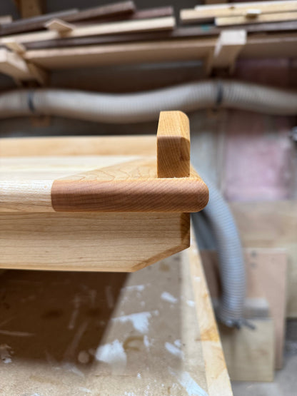 Corner edge detail of handcrafted maple pierogi board Ottawa Lumber Bin