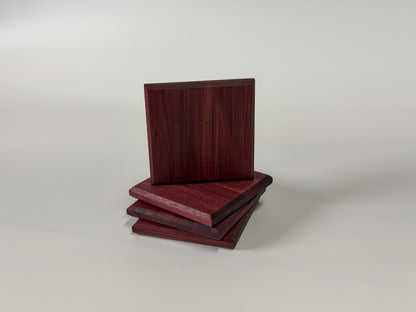 Purpleheart wood coaster handmade in Ottawa, vibrant purple exotic hardwood