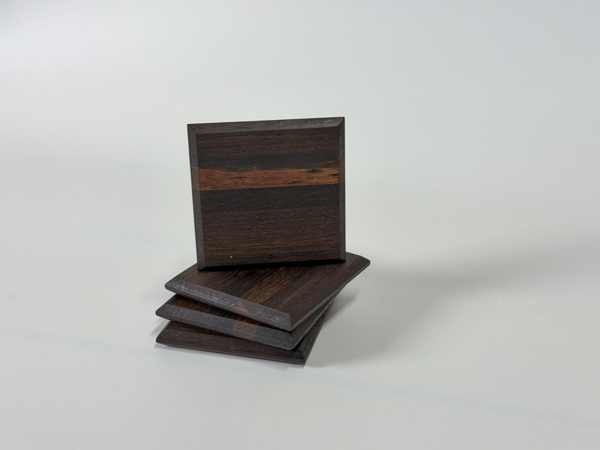 Handmade black walnut coaster Ottawa, rich dark grain hardwood