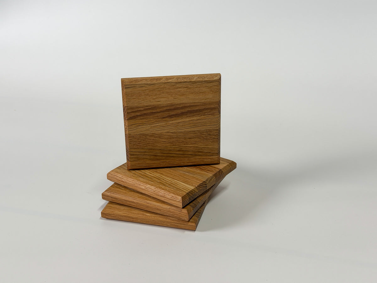 White oak wood coaster handmade in Ottawa, tight grain hardwood